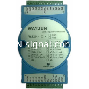 WAYJUN 16-CH Аналоговый сигнал на RS485/232 Модбусовые преобразователи DIN35 Синий сигнал с одобрением CE поставщик