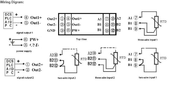 WAYJUN 3000VDC изоляция RTD PT100 температуры Сигнальные изоляторы ((два в двух) Зеленый DIN35 сигнал преобразователь поставщик